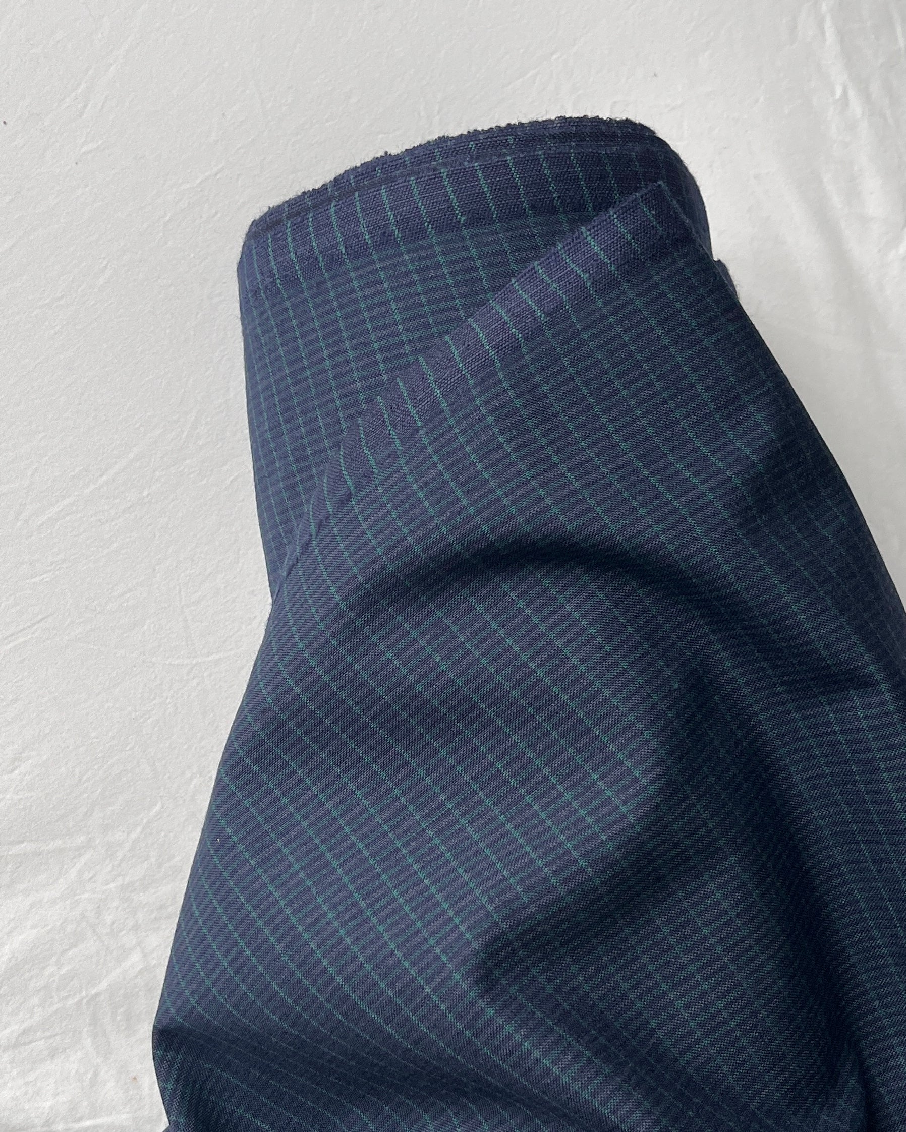 Wool Suiting - Navy Blue Grid 0,5m