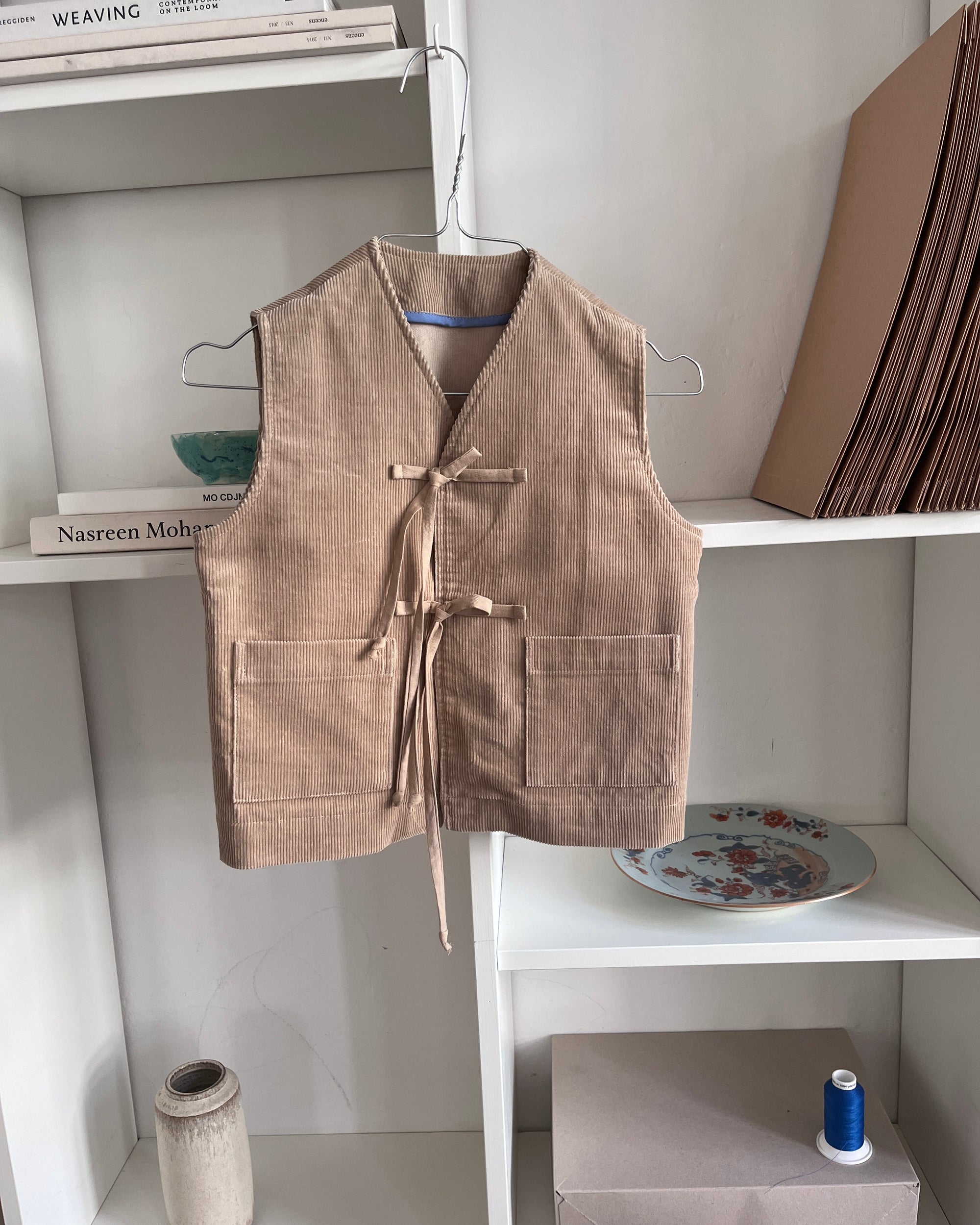 Cardigan Vest—Cord Sand Beige—4 Yrs