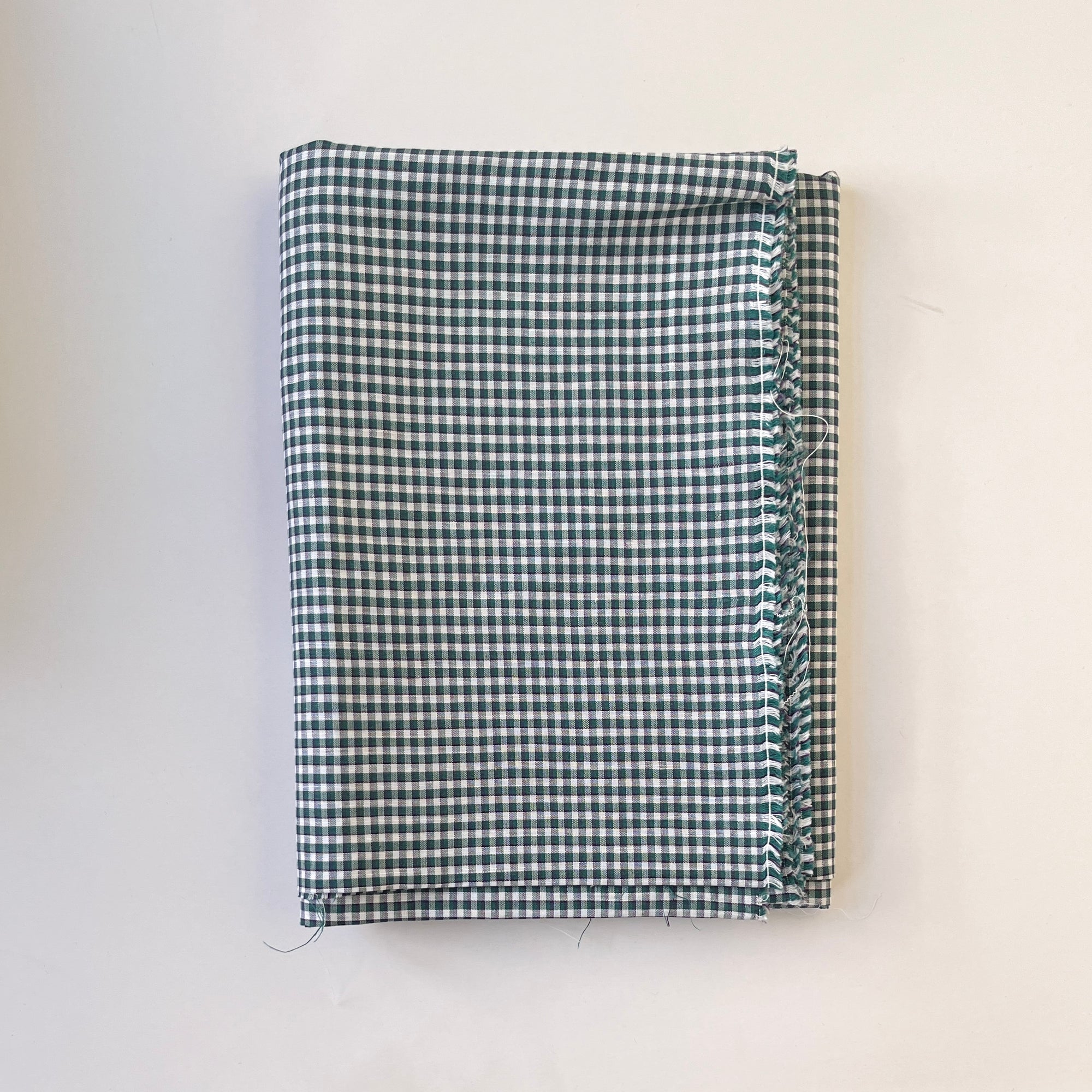 Deadstock Cotton Linen - Dark Green Gingham - Cut 1,90 m.