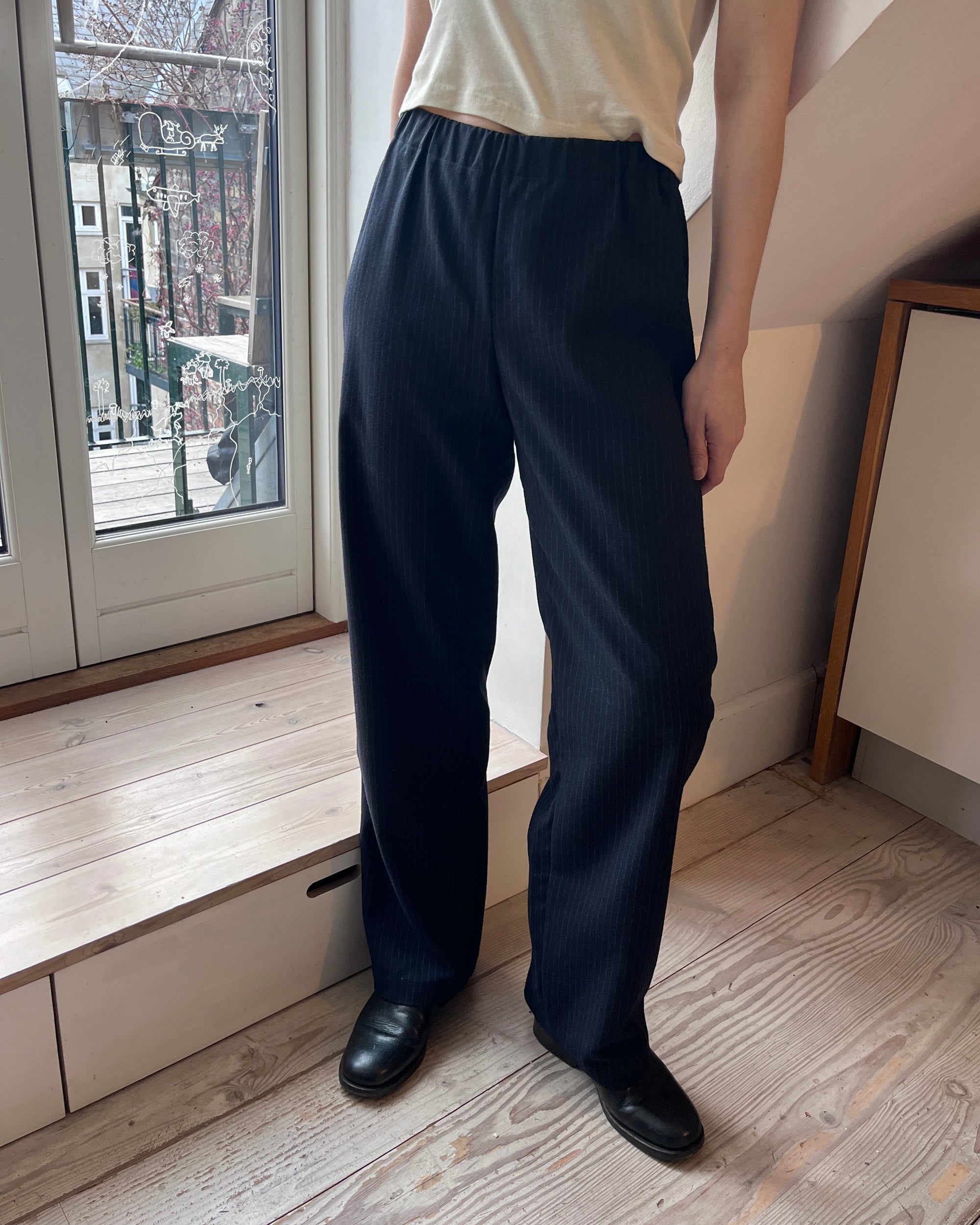 Sewing Project No. 01: Favorite Pants Wool Pinstripe Navy