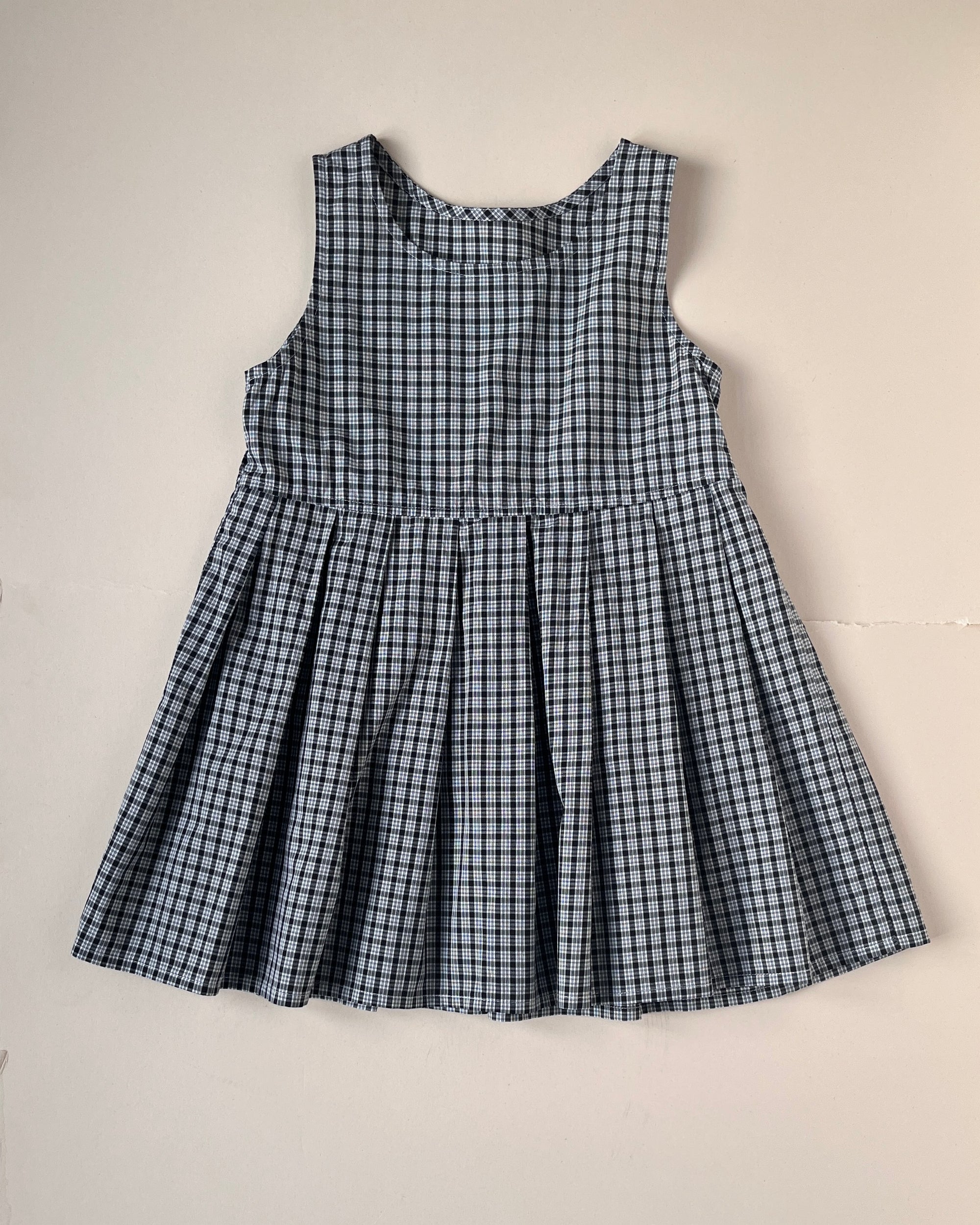 Pleat Dress—Cotton Black White—2 Yrs