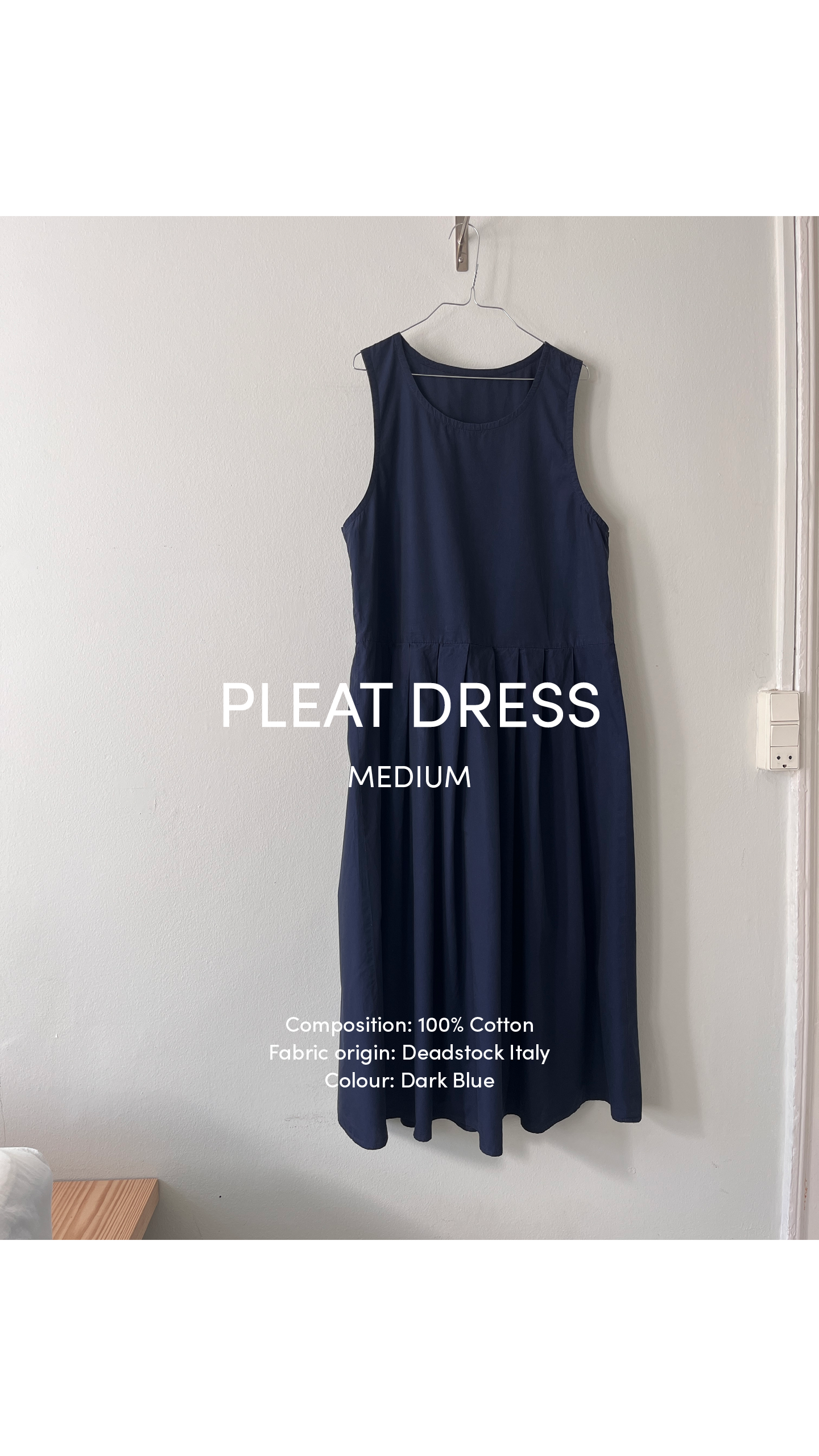 Pleat Dress—Cotton Dark Blue