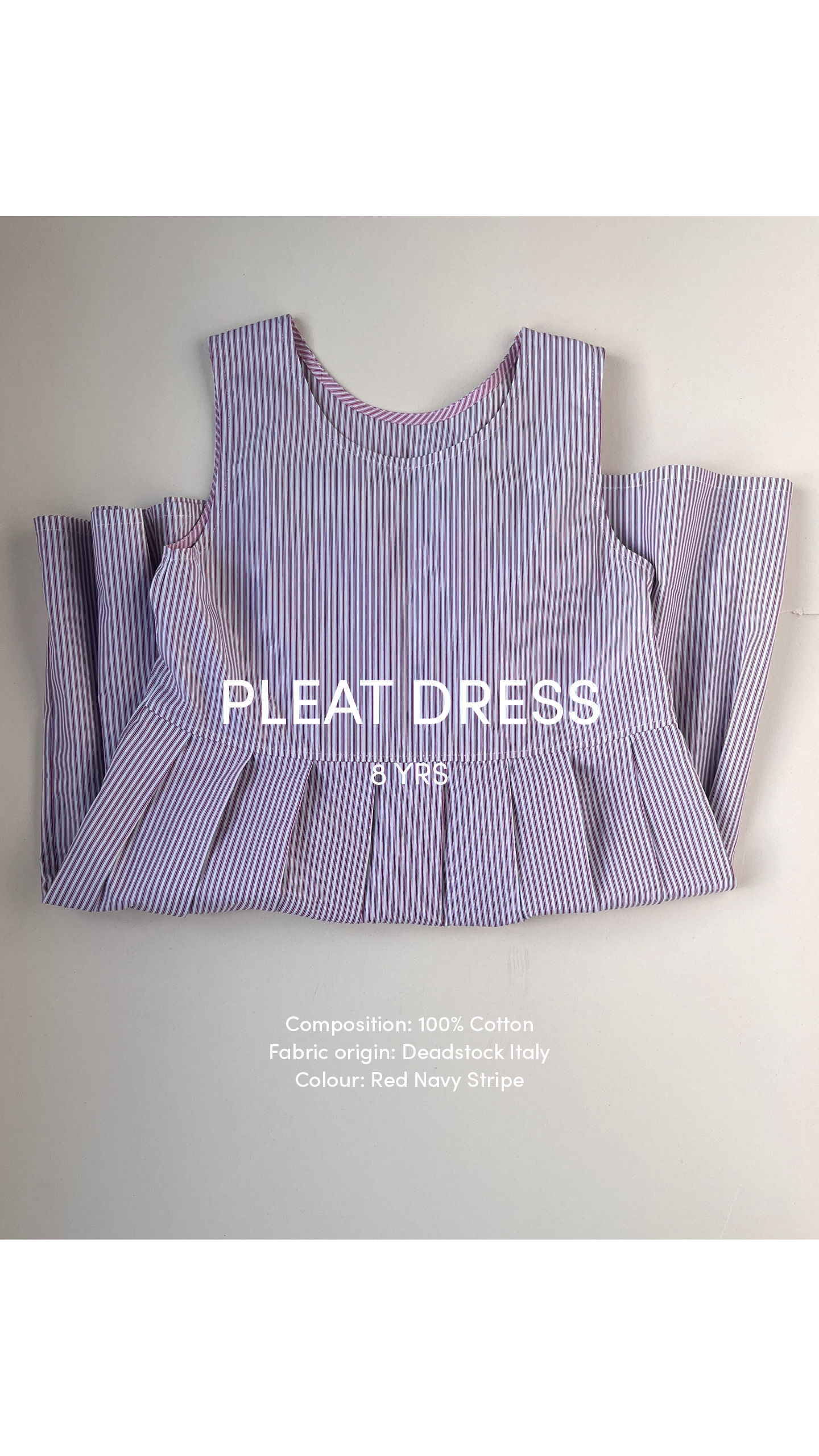 Pleat Dress—Cotton Red Stripe