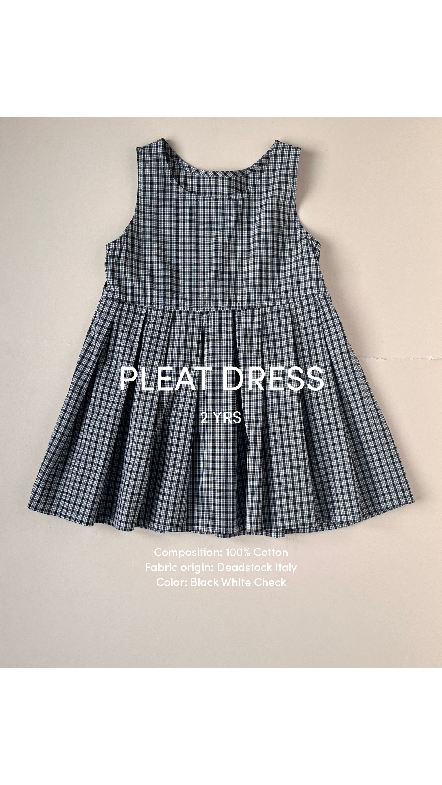 Pleat Dress—Cotton Black White